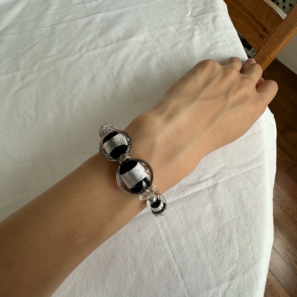 Black and Silver Beaded Bracelet